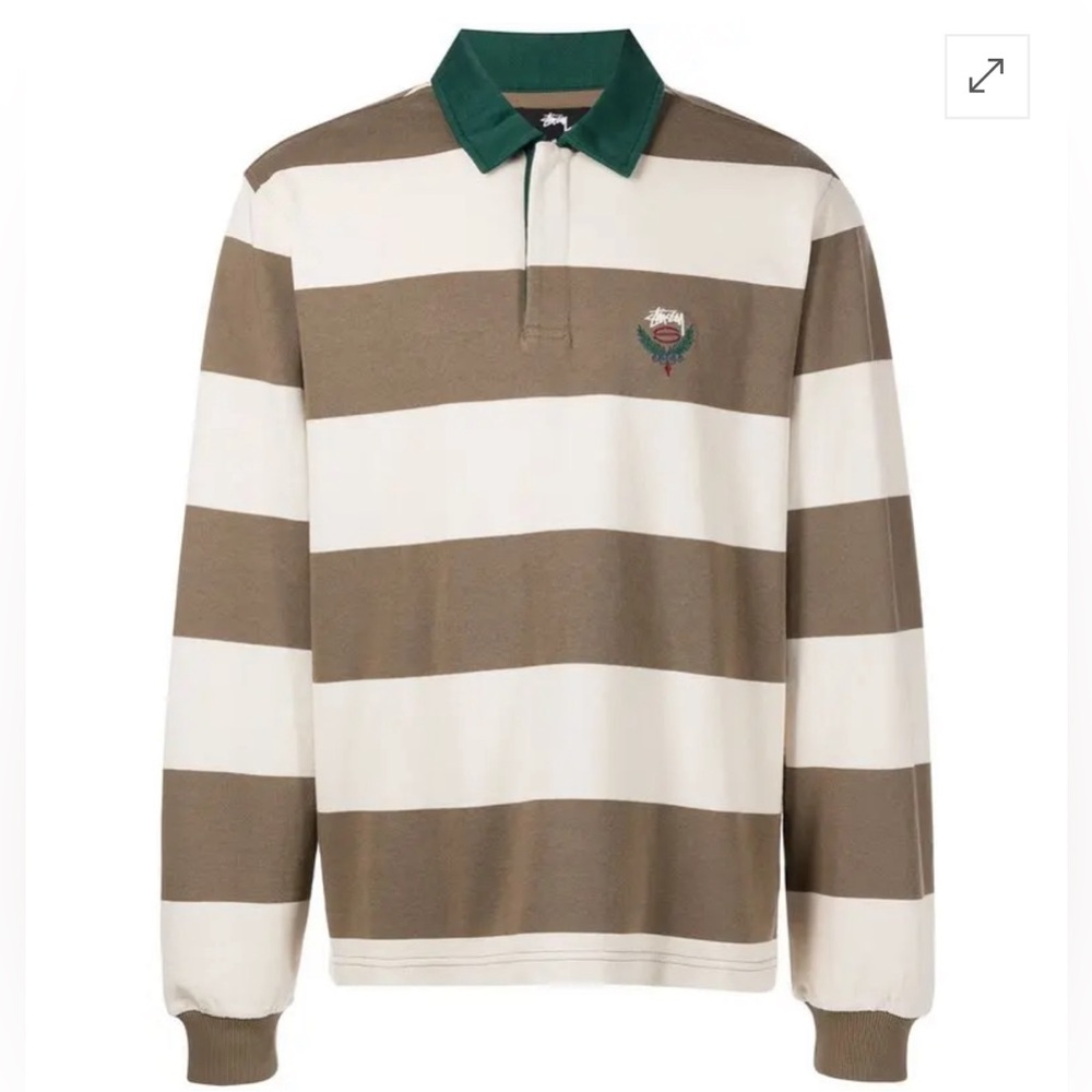 Stussy Big Stripe Rugby Polo Shirt Size M Medium Classic Men’s 100% Cotton